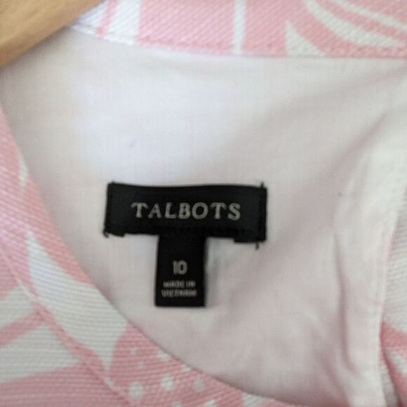 Talbots Dress 10 Pink Sleeveless Floral Sheath Short Mini White Easter Shower - Picture 11 of 11